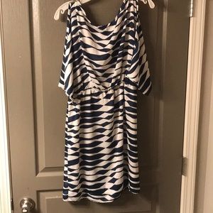 Blue and white striped dress